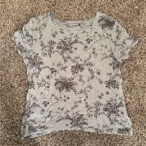 Banana Republic Gray Floral Short Sleeve Top